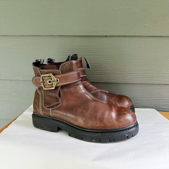 London Underground  Brown Leather Biker Boots Men’s 11 (UK 10 / EU 44) - Picture 1 of 15